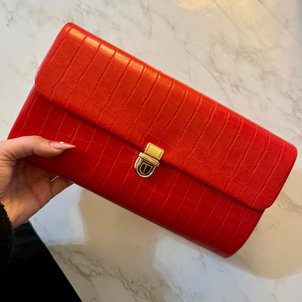 Red Medium Size Clutch Crossbody Bag